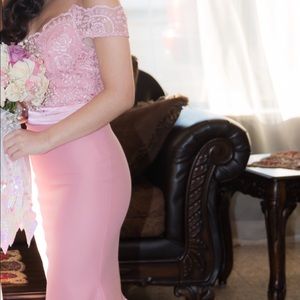 Off The Shoulder, Pink Prom / Bridesmaid dress